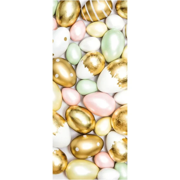 Osterdeko | Frühlingsbanner^DecoWoerner Schwer Entflammbarer Stoffbanner "Ostereier In Pastell Und " Aus Fahnenstoff 75 X 180 Cm gold