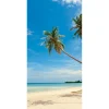 Sommerdeko | Sommer-Banner^DecoWoerner Schwer Entflammbarer Stoffbanner „Palmenstrand“ Aus Fahnenstoff 100 X 200 Cm blau
