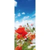 Sommerdeko | Frühlingsdeko^DecoWoerner Schwer Entflammbarer Stoffbanner „Wiese Mit Mohnblumen Und Gänseblümchen“ Aus Fahnenstoff 75 X 180 Cm rot