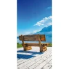 Sommerdeko | Sommer-Banner^DecoWoerner Schwer Entflammbarer Stoffbanner „Holzbank Am See“ Aus Fahnenstoff 100 X 200 Cm braun
