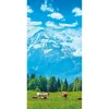 Sommerdeko | Sommer-Banner^DecoWoerner Schwer Entflammbarer Stoffbanner „Kühe Auf Der Weide Vor Bergen“ Aus Fahnenstoff 100 X 200 Cm blau