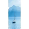 Sommerdeko | Sommer-Banner^DecoWoerner Schwer Entflammbarer Stoffbanner „Segelboot Vor Den Schweizer Alpen“ Aus Fahnenstoff 75 X 180 Cm blau