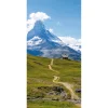 Sommerdeko | Sommer-Banner^DecoWoerner Schwer Entflammbarer Stoffbanner „Wanderweg Mit Blick Aufs Matterhorn“ Aus Fahnenstoff 100 X 200 Cm grün