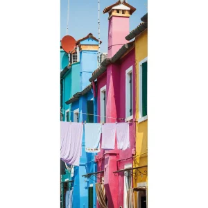 Sommerdeko | Sommer-Banner^DecoWoerner Schwer Entflammbarer Stoffbanner „Venedigs Bunte Häuser Und Frische Wäsche“ Aus Fahnenstoff 75 X 180 Cm mehrfarbig