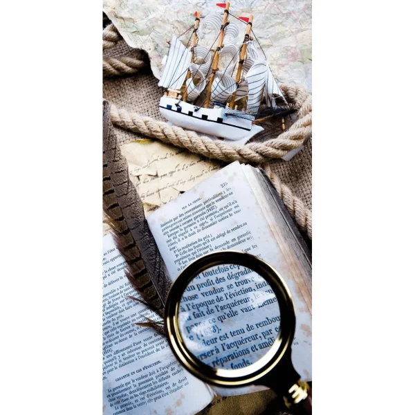 Sommerdeko | Sommer-Banner^DecoWoerner Schwer Entflammbarer Stoffbanner „Logbuch“ Aus Fahnenstoff 100 X 200 Cm Beige