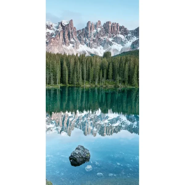 Sommerdeko | Frühlingsdeko^DecoWoerner Schwer Entflammbarer Stoffbanner „stiller Bergsee Mit Spiegelung“ Aus Fahnenstoff 100 X 200 Cm blau