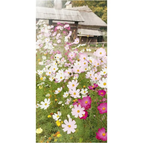Sommerdeko | Frühlingsdeko^DecoWoerner Schwer Entflammbarer Stoffbanner "Blumenwiese" Aus Fahnenstoff 100 X 200 Cm rosa