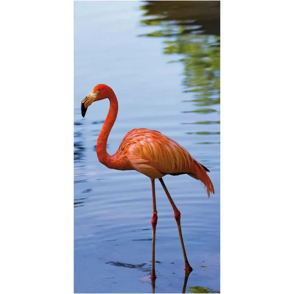 Sommerdeko | Sommer-Banner^DecoWoerner Schwer Entflammbarer Stoffbanner "Flamingo" Aus Fahnenstoff 100 X 200 Cm blau