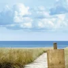 Sommerdeko | Sommer-Banner^DecoWoerner Schwer Entflammbarer Stoffbanner "Dünenweg" Aus Fahnenstoff 100 X 200 Cm blau