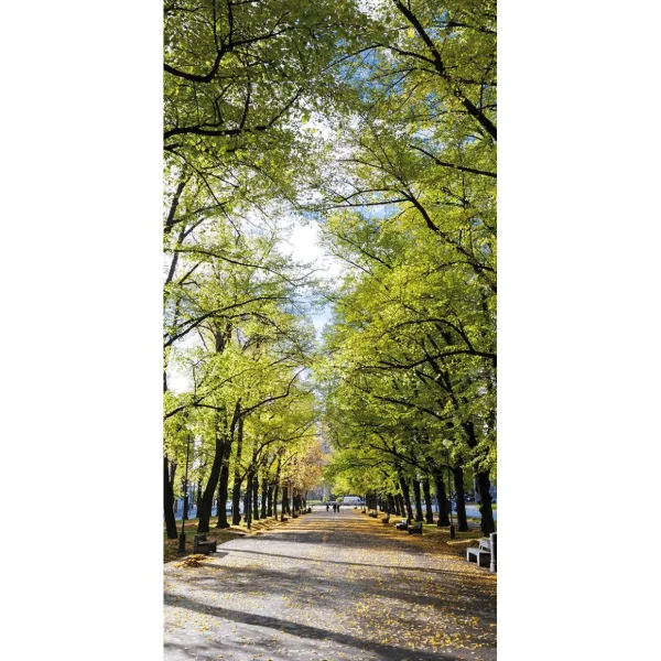 Herbstdeko | Sommerdeko^DecoWoerner Schwer Entflammbarer Stoffbanner „Allee Im Park“ Aus Fahnenstoff 100 X 200 Cm grün