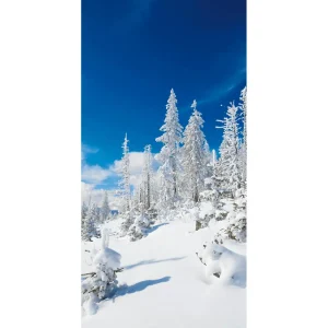 Winterdeko | Weihnachts- & Winterbanner^DecoWoerner Schwer Entflammbarer Stoffbanner "Beschneite Wintertannen" Aus Fahnenstoff 100 X 200 Cm weiß