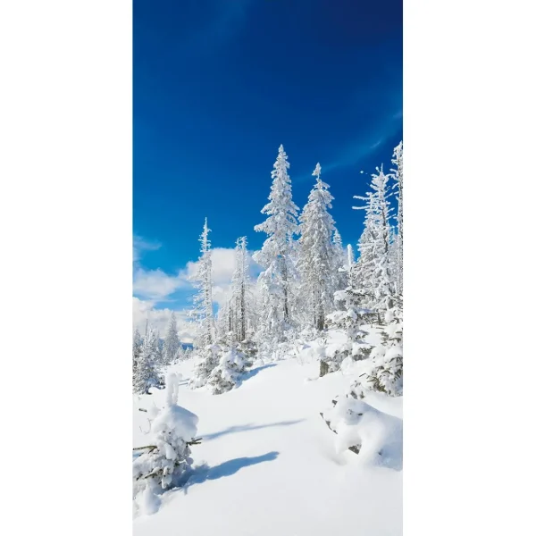 Winterdeko | Weihnachts- & Winterbanner^DecoWoerner Schwer Entflammbarer Stoffbanner "Beschneite Wintertannen" Aus Fahnenstoff 100 X 200 Cm weiß