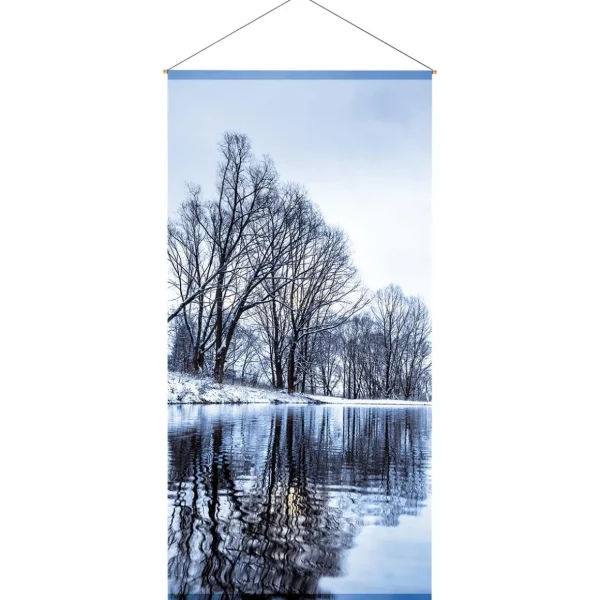 Winterdeko | Weihnachts- & Winterbanner^DecoWoerner Schwer Entflammbarer Stoffbanner "Wintersee" Aus Fahnenstoff 100 X 200 Cm blau