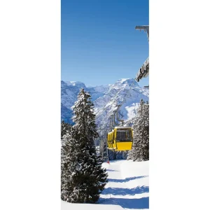 Winterdeko | Weihnachts- & Winterbanner^DecoWoerner Schwer Entflammbarer Stoffbanner "e Seilbahn" Aus Fahnenstoff 75 X 180 Cm gelb