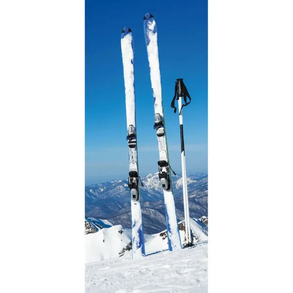 Winterdeko | Weihnachts- & Winterbanner^DecoWoerner Schwer Entflammbarer Stoffbanner "Ski Im Schnee" Aus Fahnenstoff 75 X 180 Cm weiß
