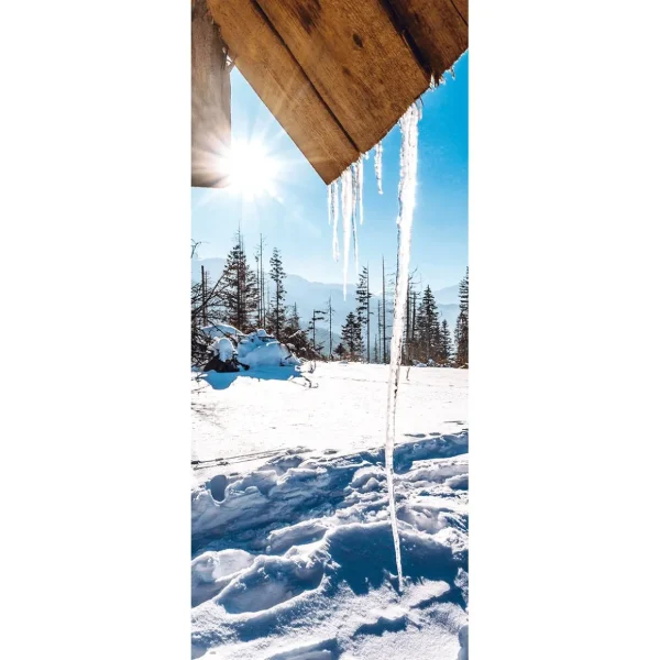 Winterdeko | Weihnachts- & Winterbanner^DecoWoerner Schwer Entflammbarer Stoffbanner "Sonnenbeschienene Eiszapfen" Aus Fahnenstoff 75 X 180 Cm weiß