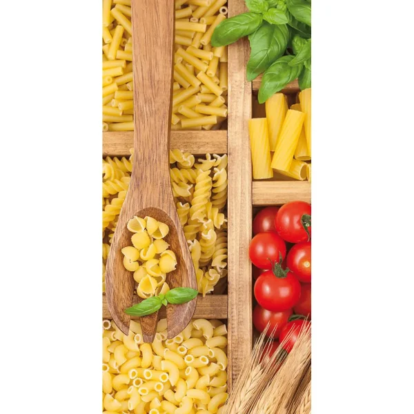 Themen-Deko | Themen-Banner^DecoWoerner Schwer Entflammbarer Stoffbanner „verschiedene Italienische Nudelsorten“ Aus Fahnenstoff 100 X 200 Cm mehrfarbig