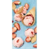 Themen-Deko | Sommerdeko^DecoWoerner Schwer Entflammbarer Stoffbanner „Erdbeereis In Der Waffel“ Aus Fahnenstoff 100 X 200 Cm rosa
