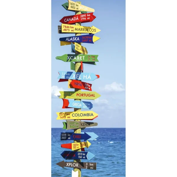 Themen-Deko | Sommerdeko^DecoWoerner Schwer Entflammbarer Stoffbanner „Fernweh“ Aus Fahnenstoff 75 X 180 Cm blau