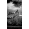 Themen-Deko | Themen-Banner^DecoWoerner Schwer Entflammbarer Stoffbanner "Burg In weiß" Aus Fahnenstoff 100 X 200 Cm schwarz