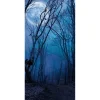Themen-Deko | Themen-Banner^DecoWoerner Schwer Entflammbarer Stoffbanner "Nachtwald Bei Vollmond" Aus Fahnenstoff 100 X 200 Cm blau