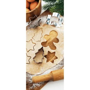 Weihnachts- & Winterbanner | Weihnachtsbanner^DecoWoerner Schwer Entflammbarer Stoffbanner "Weihnachtsplätzchen Backen" Aus Fahnenstoff 75 X 180 Cm Beige