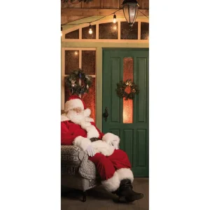 Weihnachts- & Winterbanner | Weihnachtsbanner^DecoWoerner Schwer Entflammbarer Stoffbanner "Weihnachtsmann Im Sessel" Aus Fahnenstoff 75 X 180 Cm rot
