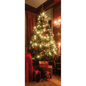 Weihnachts- & Winterbanner | Weihnachtsbanner^DecoWoerner Schwer Entflammbarer Stoffbanner "Festlicher Weihnachtsbaum" Aus Fahnenstoff 75 X 180 Cm grün