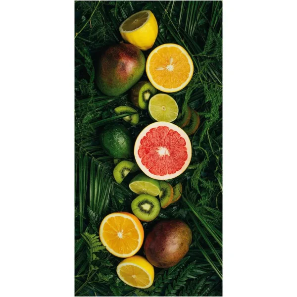 Themen-Banner | Sommer-Banner^DecoWoerner Schwer Entflammbarer Stoffbanner "tropische Früchte" Aus Fahnenstoff 100 X 200 Cm grün