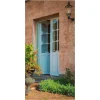 Themen-Banner | Sommer-Banner^DecoWoerner Schwer Entflammbarer Stoffbanner "helle, Mediterrane Tür" Aus Fahnenstoff 100 X 200 Cm blau