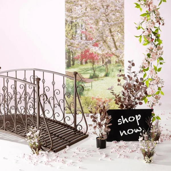 Frühlingsdeko | Frühlingsbanner^DecoWoerner Schwer Entflammbarer Stoffbanner "Baumblüte Im Park" Aus Fahnenstoff 100 X 200 Cm rosa