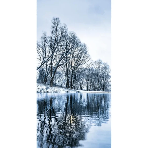 Winterdeko | Weihnachts- & Winterbanner^DecoWoerner Schwer Entflammbarer Stoffbanner "Wintersee" Aus Fahnenstoff 100 X 200 Cm blau