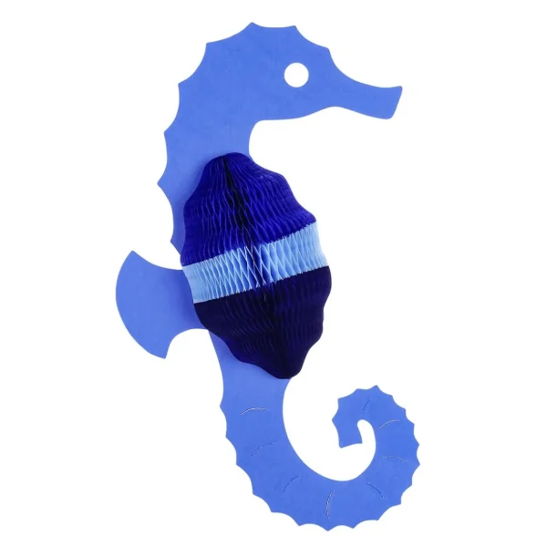 Sommerdeko^DecoWoerner Seepferdchen Aus Schwer Entflammbarem Wabenpapier Und Karton 54 Cm blau