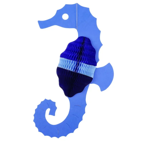 Sommerdeko^DecoWoerner Seepferdchen Aus Schwer Entflammbarem Wabenpapier Und Karton 54 Cm blau