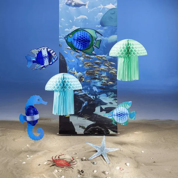 Sommerdeko^DecoWoerner Seepferdchen Aus Schwer Entflammbarem Wabenpapier Und Karton 54 Cm blau