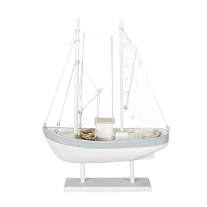 Sommerdeko^DecoWoerner Segelboot 60 Cm X 43 Cm X 14 Cm weiß