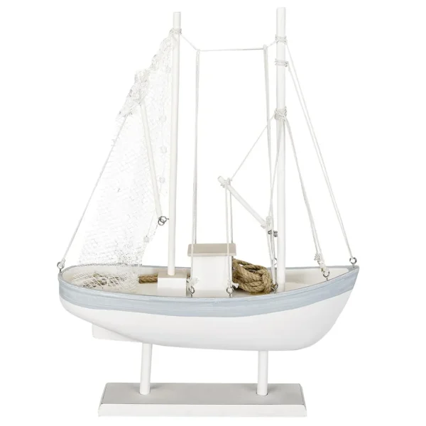 Sommerdeko^DecoWoerner Segelboot 60 Cm X 43 Cm X 14 Cm weiß