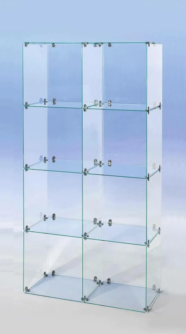 Warenpräsentation^DecoWoerner Selbstbau-Würfel-Vitrine Aus Glas, Mit Rückwänden 165 Cm Hoch transparent