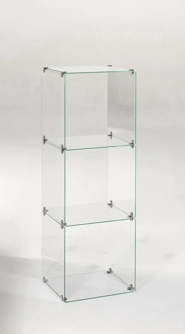 Warenpräsentation^DecoWoerner Selbstbau-Würfel-Vitrine Aus Glas, Ohne Rückwände, 124 Cm Hoch transparent