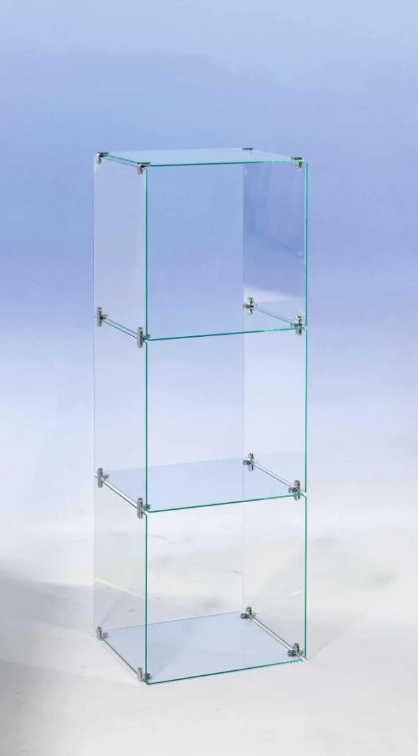 Warenpräsentation^DecoWoerner Selbstbau-Würfel-Vitrine Aus Glas, Ohne Rückwände, 124 Cm Hoch transparent