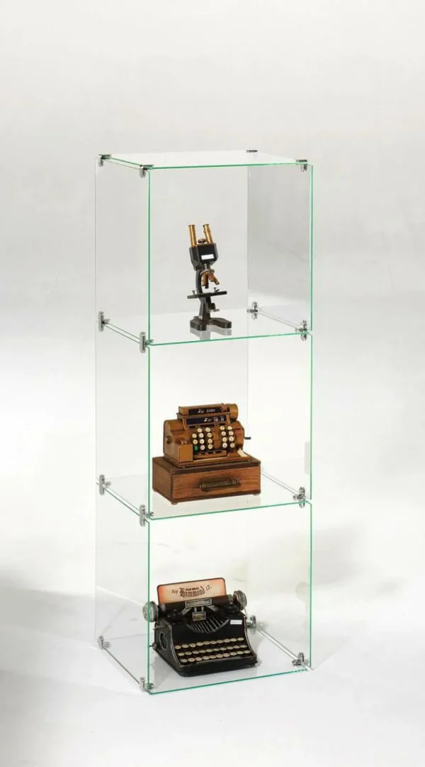 Warenpräsentation^DecoWoerner Selbstbau-Würfel-Vitrine Aus Glas, Ohne Rückwände, 124 Cm Hoch transparent