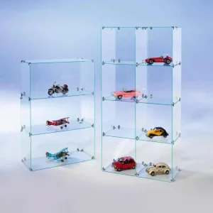 Warenpräsentation^DecoWoerner Selbstbau-Würfel-Vitrine Aus Glas, Mit Rückwänden 165 Cm Hoch transparent