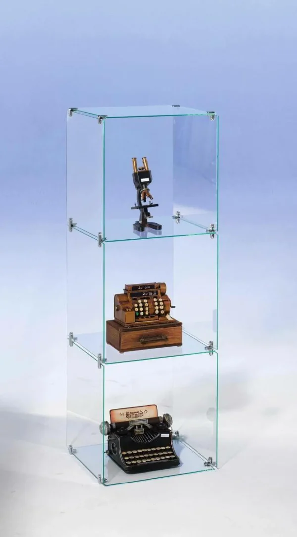 Warenpräsentation^DecoWoerner Selbstbau-Würfel-Vitrine Aus Glas, Ohne Rückwände, 124 Cm Hoch transparent