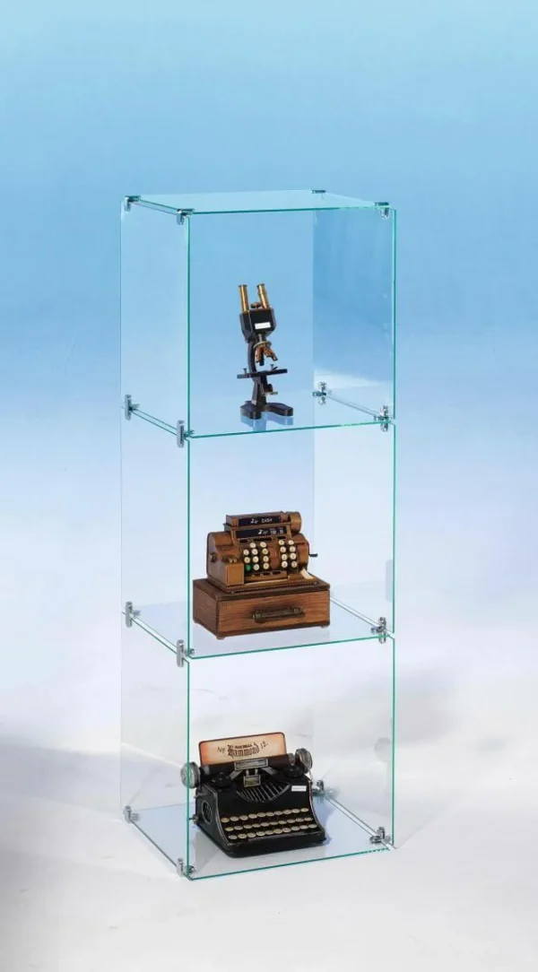Warenpräsentation^DecoWoerner Selbstbau-Würfel-Vitrine Aus Glas, Ohne Rückwände, 124 Cm Hoch transparent