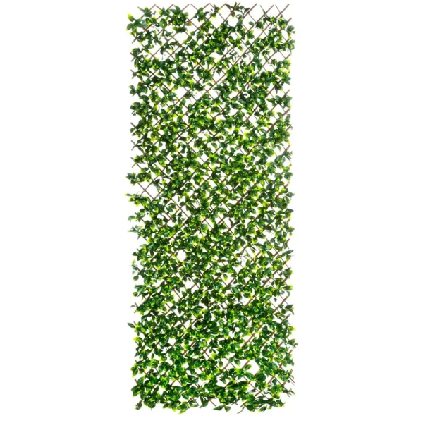 Pflanzenwände^DecoWoerner Sichtschutz-Zaun-Element Mit Künstlichen en Blättern, Ausziehbar Bis 200 Cm grün