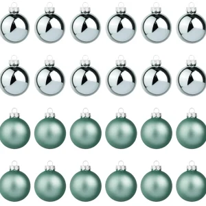 Weihnachtskugeln^DecoWoerner Silberne Weihnachtskugeln Aus Glas 6 Cm Ø – 24 Stück grün