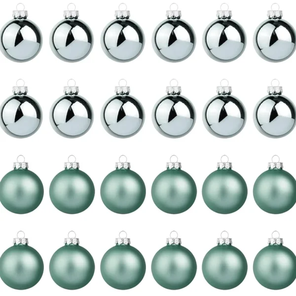 Weihnachtskugeln^DecoWoerner Silberne Weihnachtskugeln Aus Glas 6 Cm Ø – 24 Stück grün