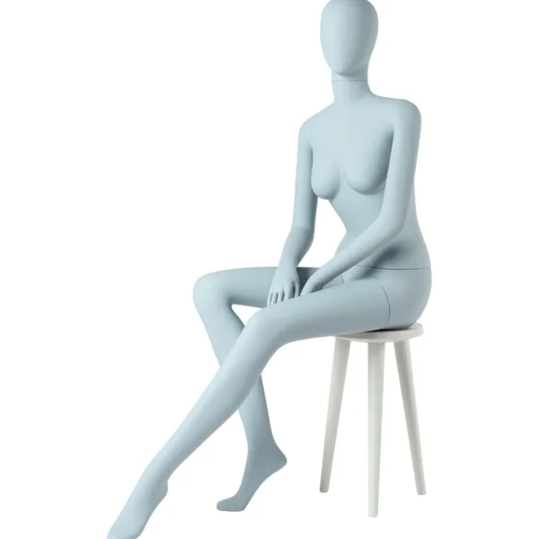 Schaufensterpuppen^DecoWoerner Sitzende Schaufensterpuppe Weiblich Solid Grey Grau