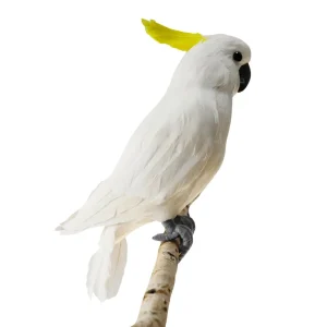 Dekotiere | Sommerdeko^DecoWoerner Sitzender Deko-Papagei -gelber Kakadu, 40 Cm weiß