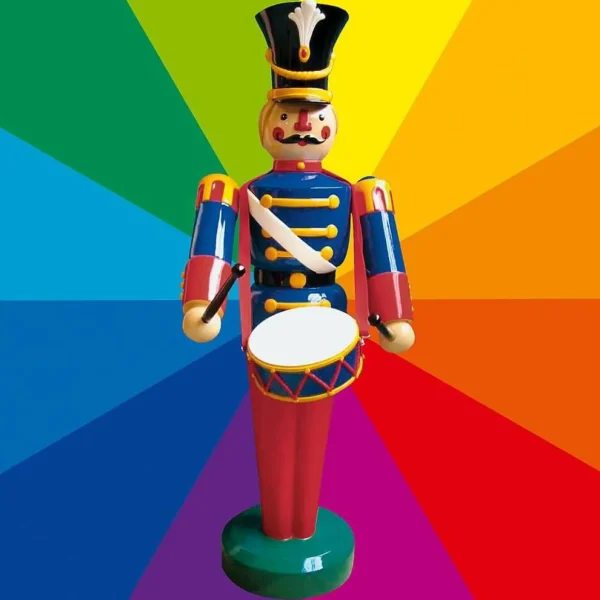 Xxl Weihnachtsdeko^DecoWoerner Soldat Figur Mit Trommel 185 Cm, Wunschfarbe